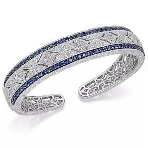 Sapphire Antique Cuff Bracelet in Sterling Silver